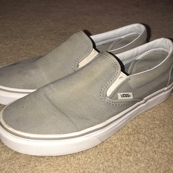 vans gray slip ons